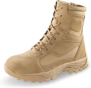 HQ ISSUE Talos 8 Mens Side Zip Waterproof Tactical Boots, Military Combat Hiking Shoes