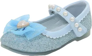 IWIHMIV Girls Flat Mary Jane Shoes Adjustable Strap Comfortable Non Slip Dress Up Princess Shoes for Toddler Girls