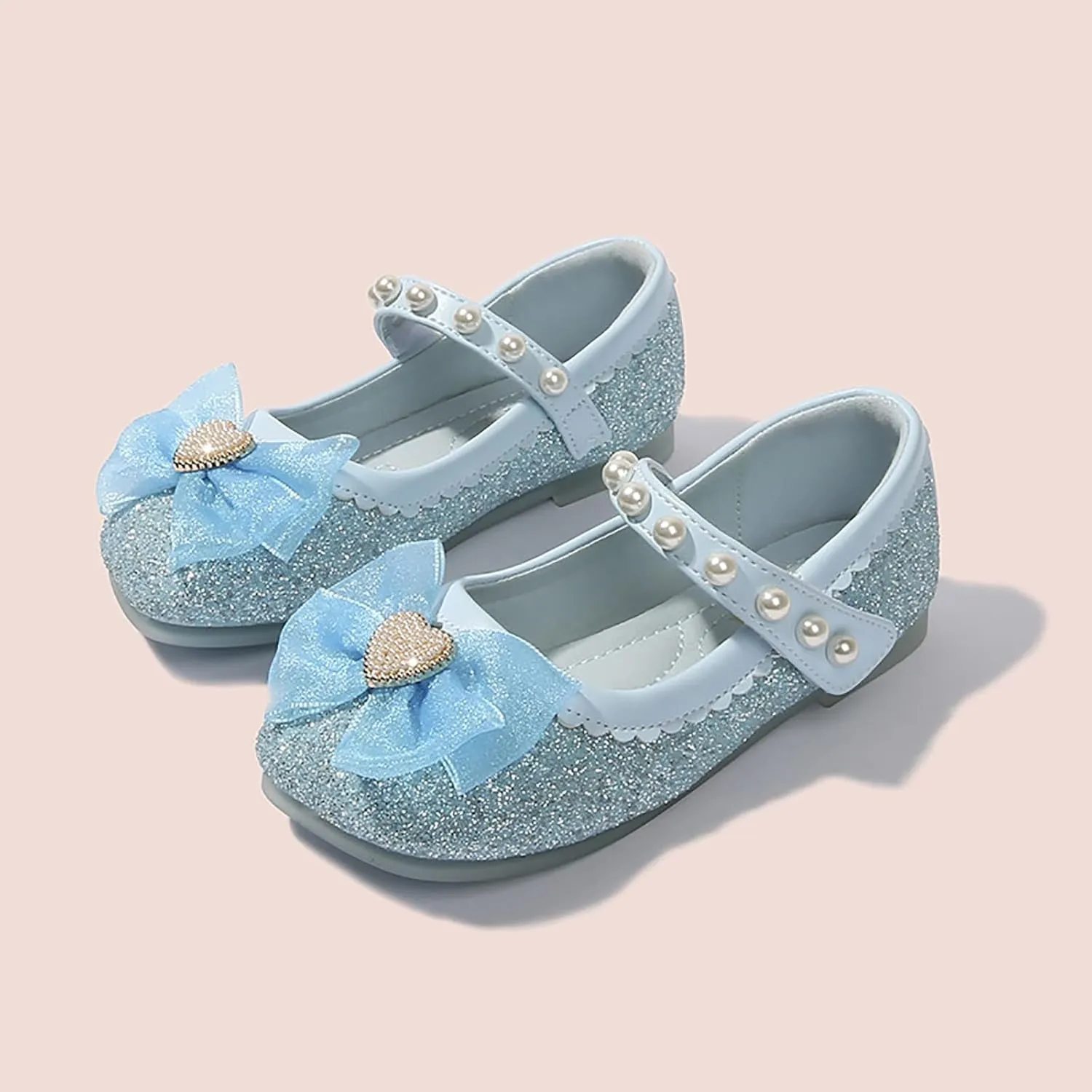 IWIHMIV Girls Flat Mary Jane Shoes Adjustable Strap Comfortable Non Slip Dress Up Princess Shoes for Toddler Girls