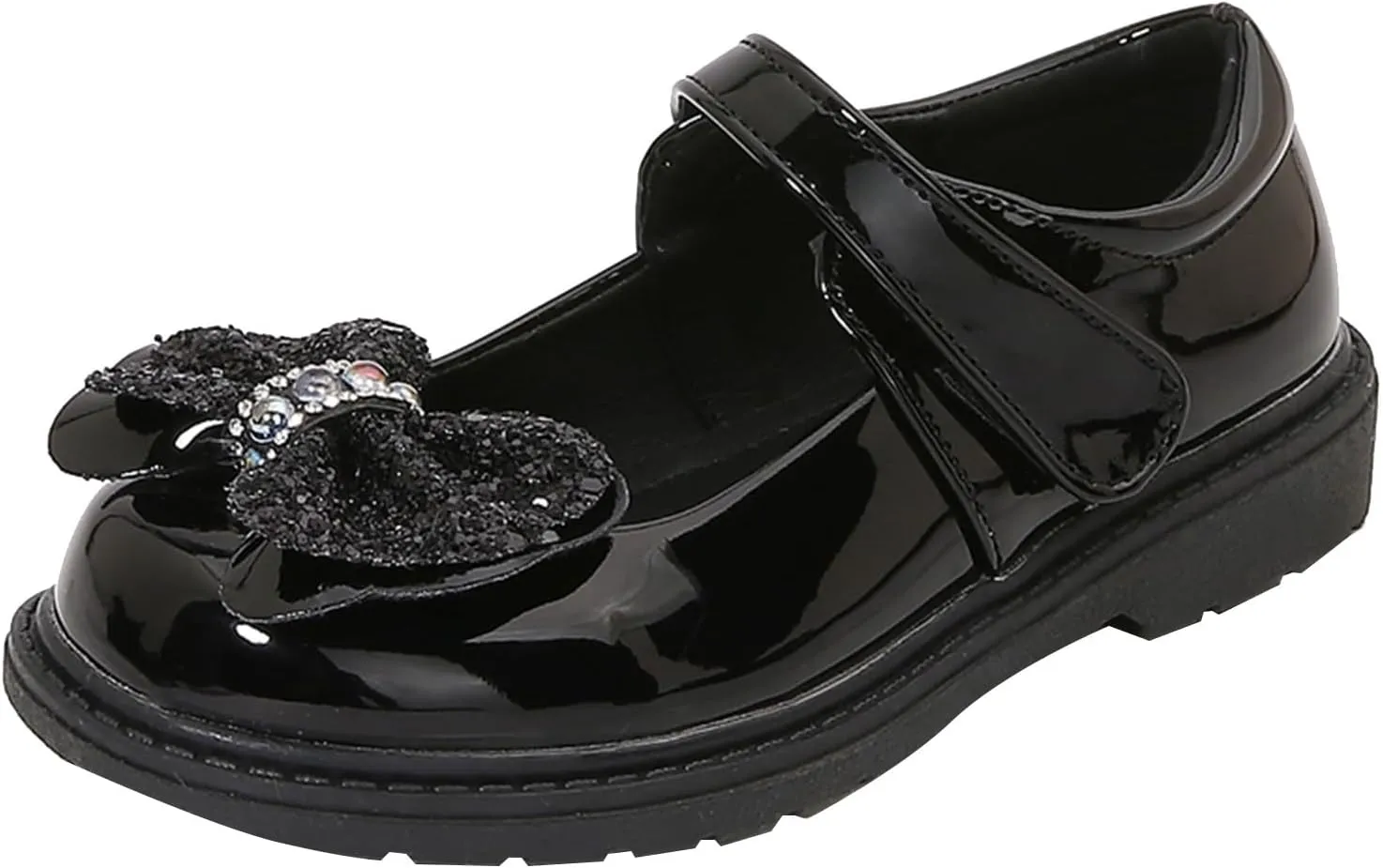IWIHMIV Girl's Platform Mary Jane Flat Shoes Non Slip Lightweight School Comfortable Slip On Dress Shoes