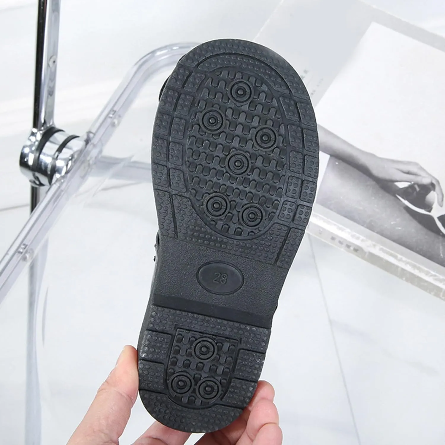 IWIHMIV Girl's Platform Mary Jane Flat Shoes Non Slip Lightweight School Comfortable Slip On Dress Shoes