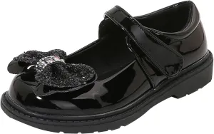 IWIHMIV Girl's Platform Mary Jane Flat Shoes Non Slip Lightweight School Comfortable Slip On Dress Shoes