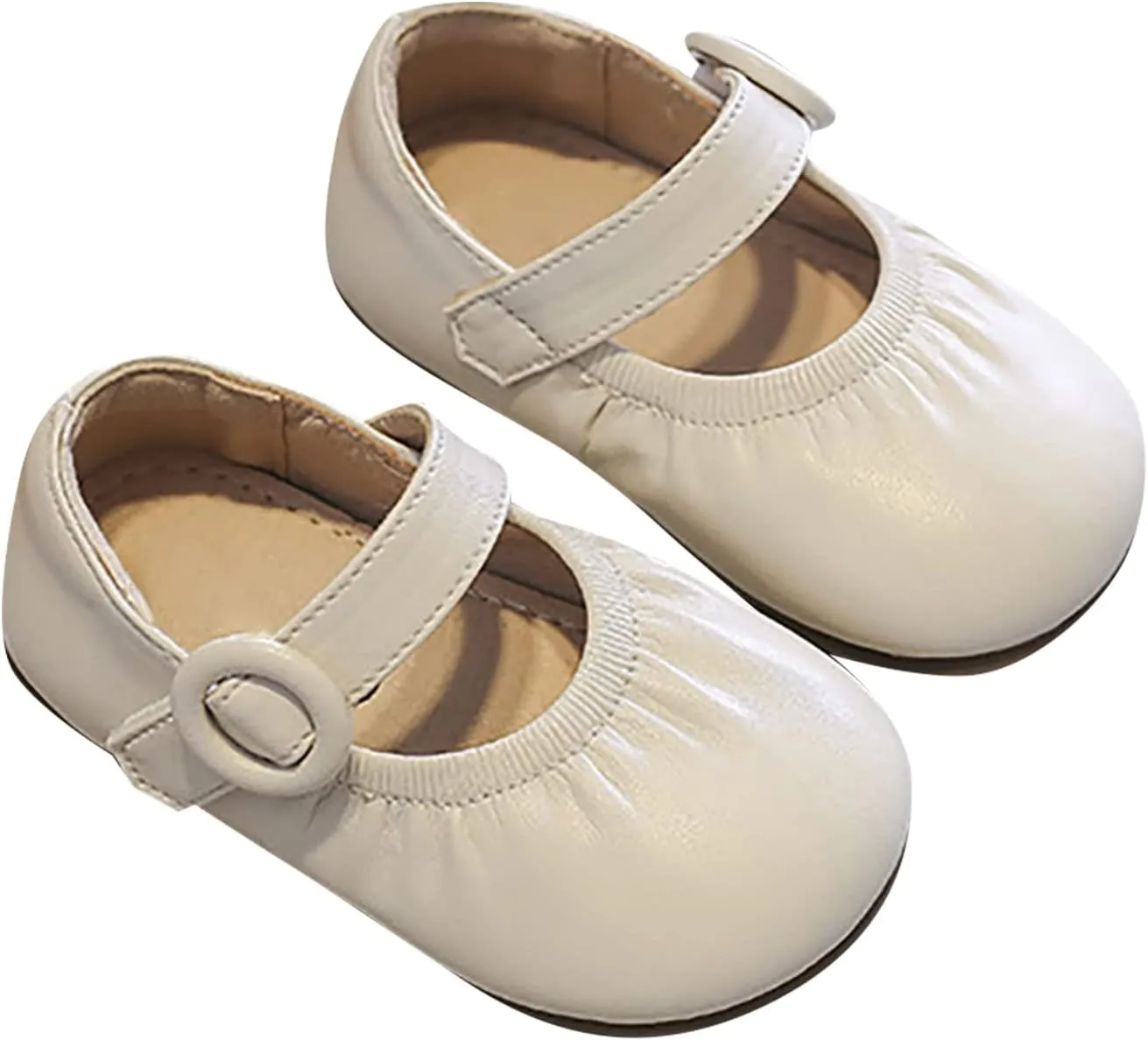 IWIHMIV Mary Jane Flat Shoe for Toddler Girls Cute Comfortable Soft Soled Slip-on Daily Dress Ballet Shoes