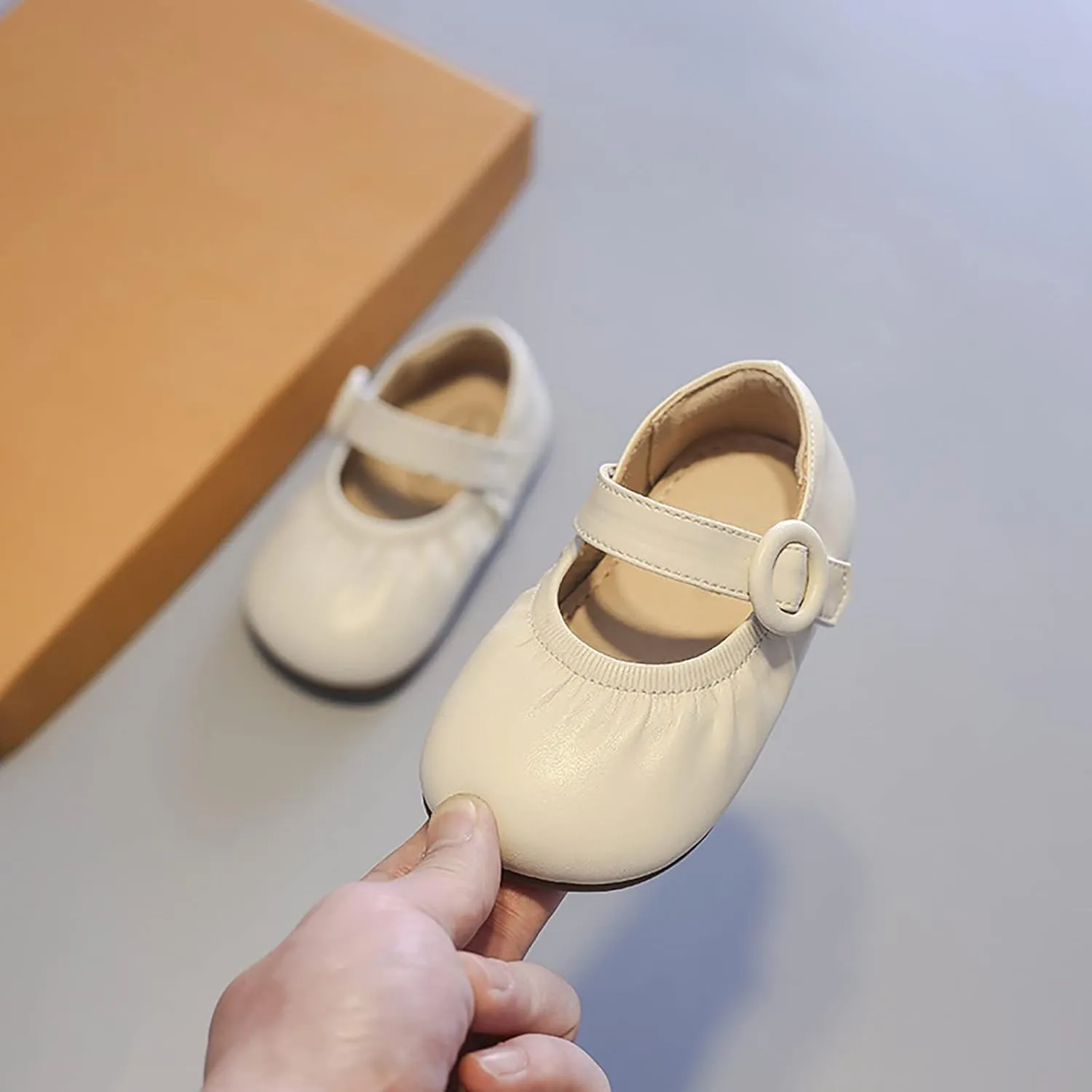 IWIHMIV Mary Jane Flat Shoe for Toddler Girls Cute Comfortable Soft Soled Slip-on Daily Dress Ballet Shoes
