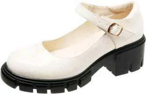 JITUUE Stylish Women's Chunky Heel Loafers Platform Patent Leather Niujin Shoes Casual Comfortable Flats Oxfords Shoes Black