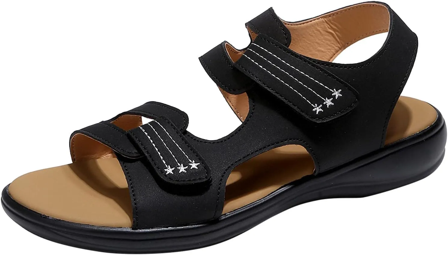 Ladies Fashion Summer Leopard Print Leather Open Toe Hook Loop Flat Sandals Womens Comfortable Sandals