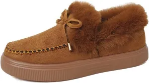 Ladmiple Boots For Women Ankle Booties Winter Snow Warm Booties Fur Lined Anti-Slip Outdoor Slip On Comfortable Shoes