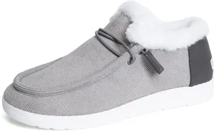Ladmiple Boots for Women Ankle Booties with Fur Snow Boots Winter Warm Slip On Outdoor Comfortable Fashion Walking Shoes