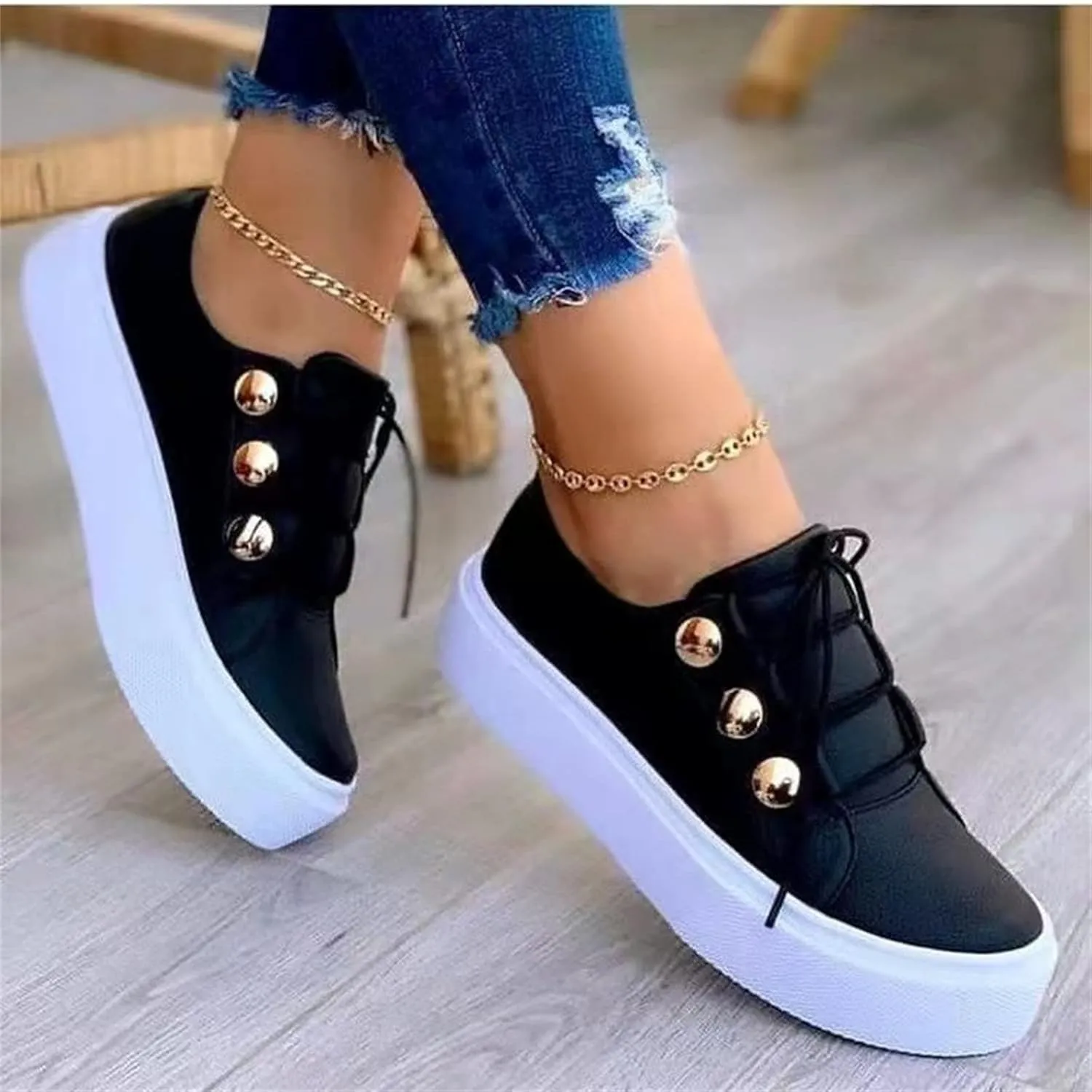 Ladmiple Shoes For Women Sneakers Slip Ons Comfort Casual Canvas Shoes Summer Fashion Platform Walking Flats Loafers