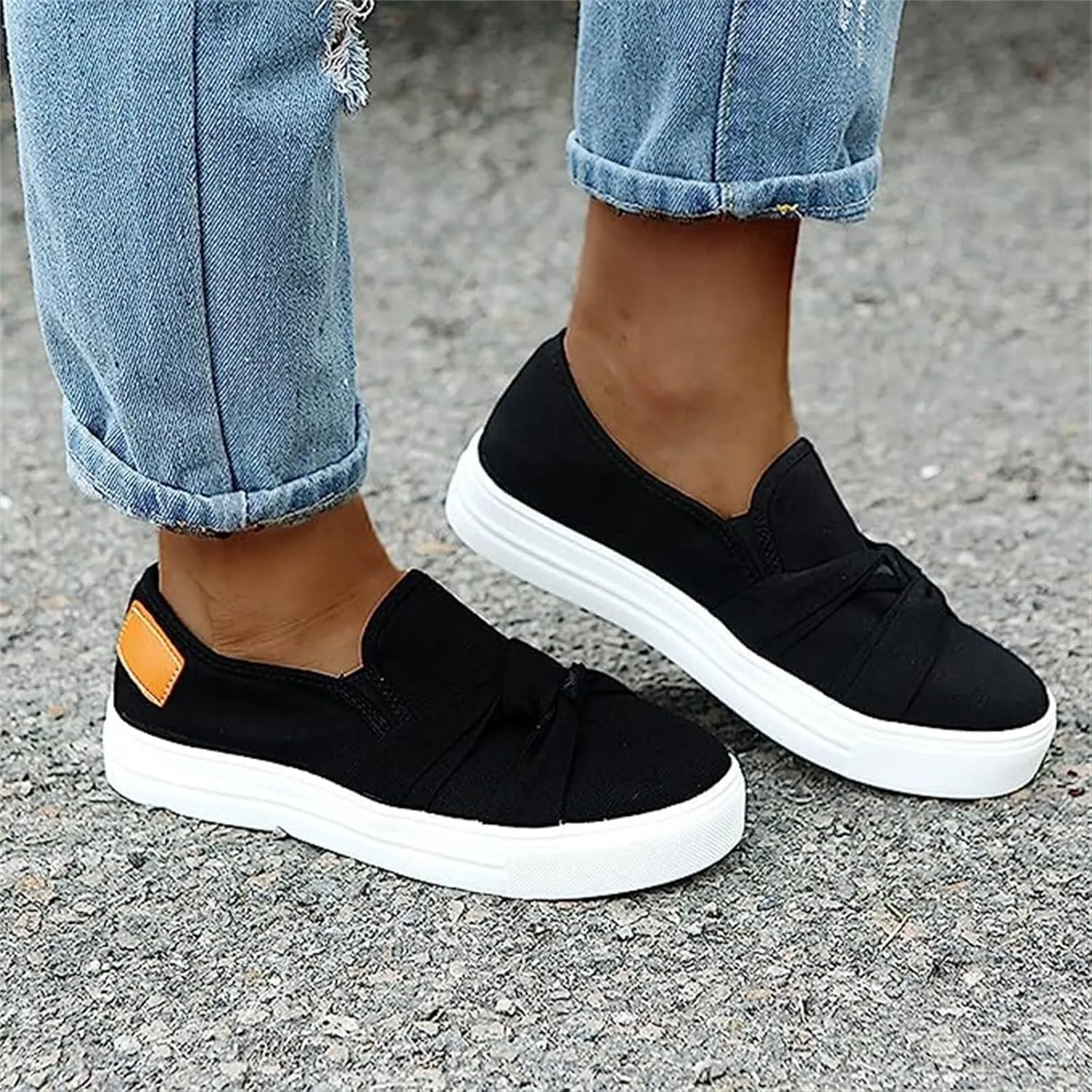 Ladmiple Shoes For Women Sneakers Trendy Slip On Loafers Canvas Shoes Fashion Dressy Casual Summer Flats Walking Sneaker