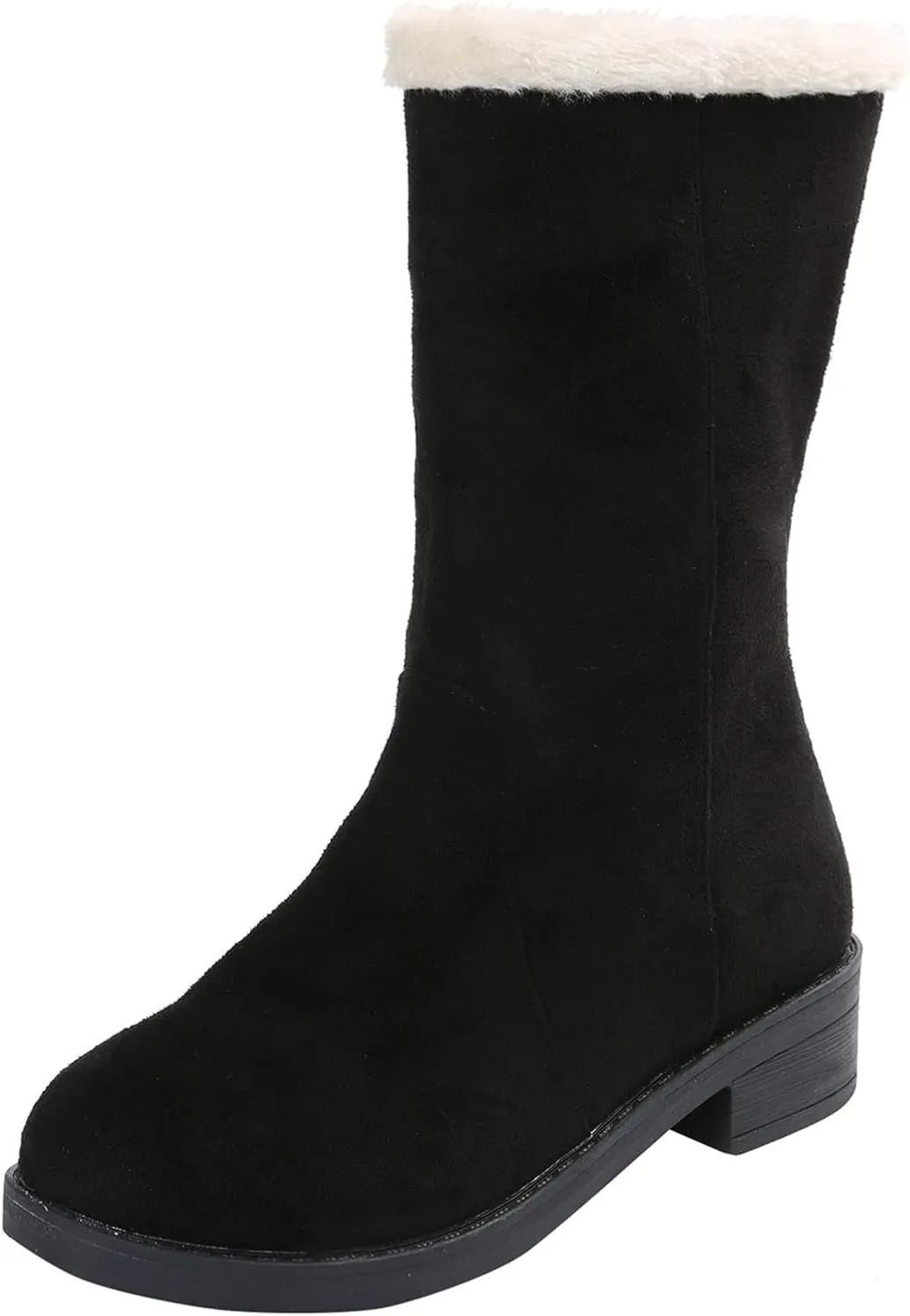 Ladmiple Winter Boots For Women Tall Mid Calf Snow Boots Warm Outdoor Fur Lined Comfortable Fashion Casual Walking Shoes