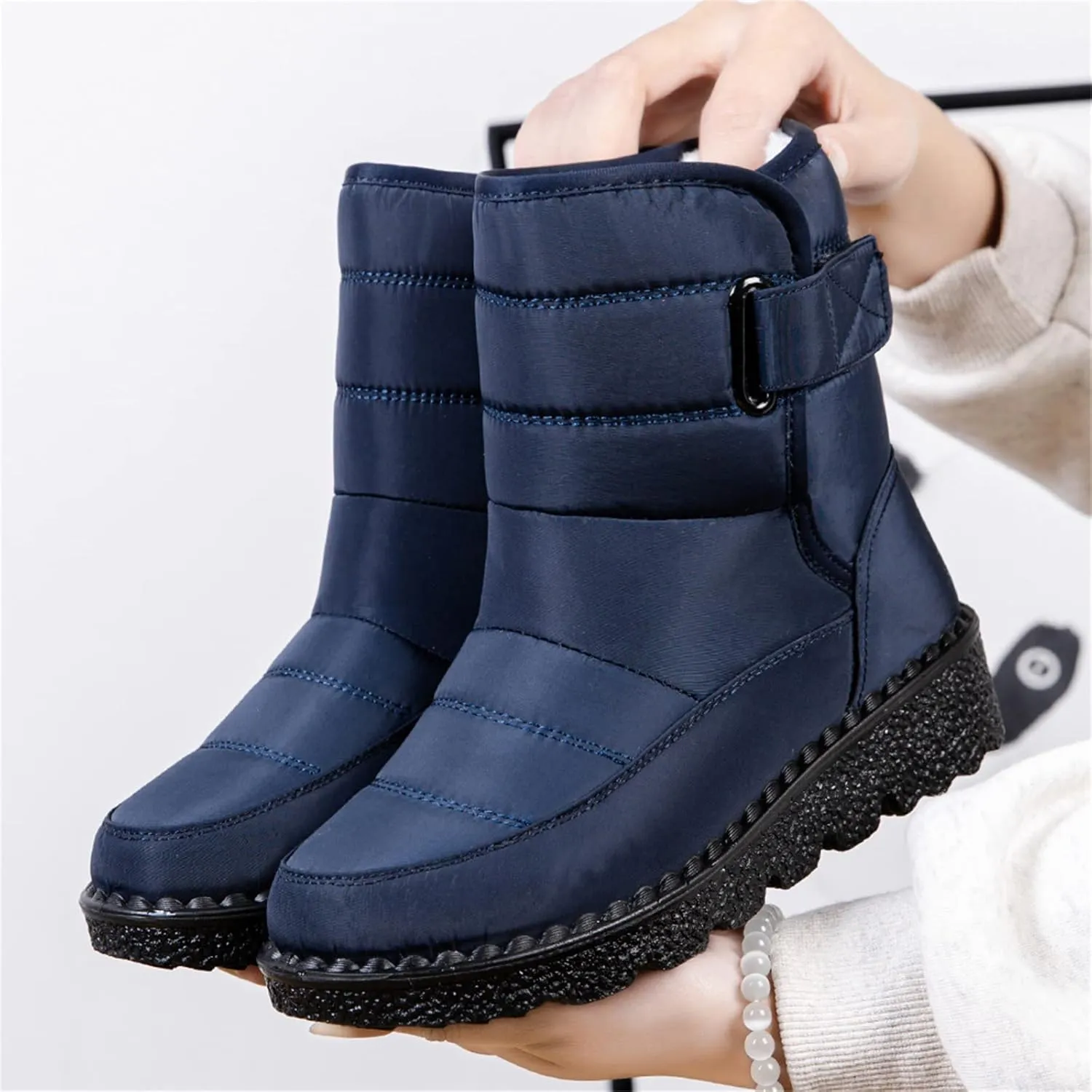 Ladmiple Winter Boots For Women Waterproof Snow Wide Width Warm Fur Lined Anti-Slip Ankle Booties Outdoor Walking Shoes