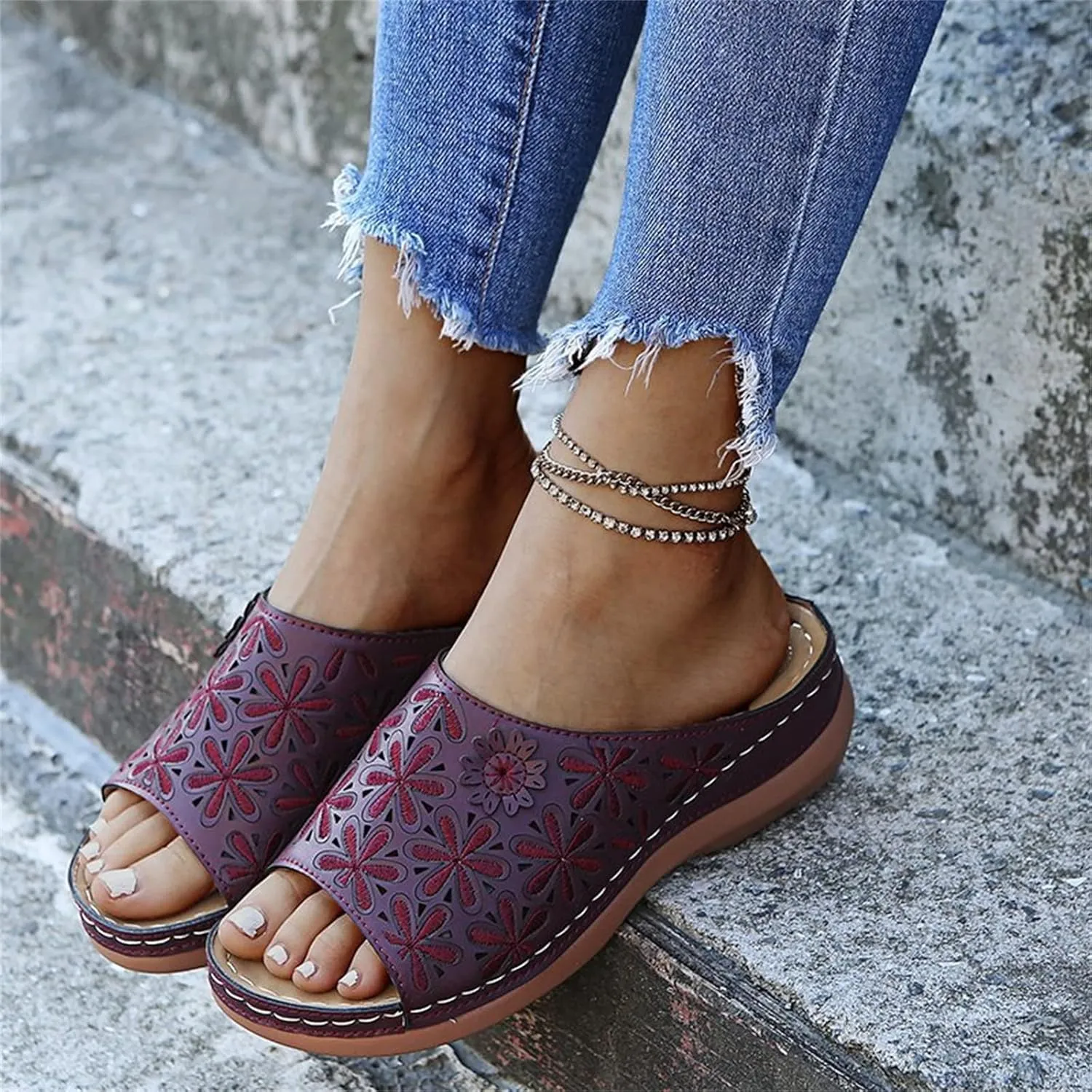 Ladmiple Womens Sandals With Arch Support Plantar Fasciitis Comfort Orthotic Slides Dressy Summer Orthopedic Flip Flops