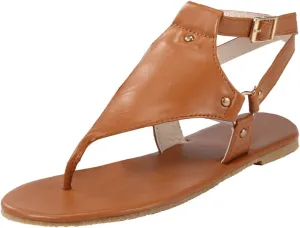 Lausiuoe Sandals Women Comfortable Beach Strappy Casual Wear Gladiator Flat Sandals Dressy Summer T-Strap Thong Flip Flops