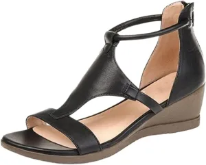 Lausiuoe Sandals Women Comfortable Dressy Heel Wedges Sandals Open Toe Ankle Strap Casual Summer Boho Beach Platform Sandals