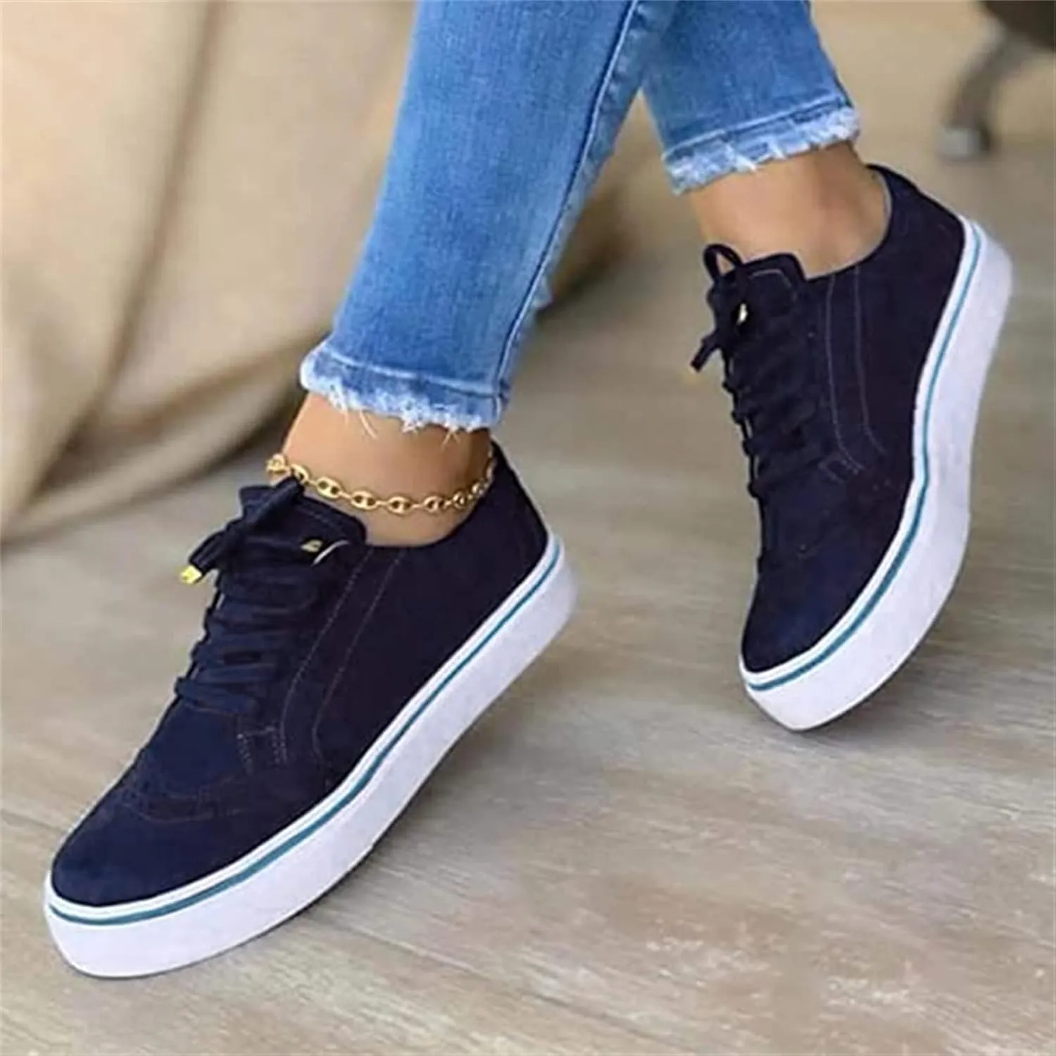 Lausiuoe Shoes For Women Sneakers Trendy Comfortable Casual Fashion Walking Shoes Slip On Low Top Canvas Flat Loafers