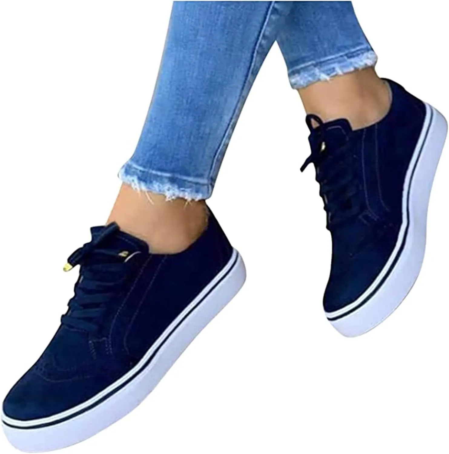 Lausiuoe Shoes For Women Sneakers Trendy Comfortable Casual Fashion Walking Shoes Slip On Low Top Canvas Flat Loafers