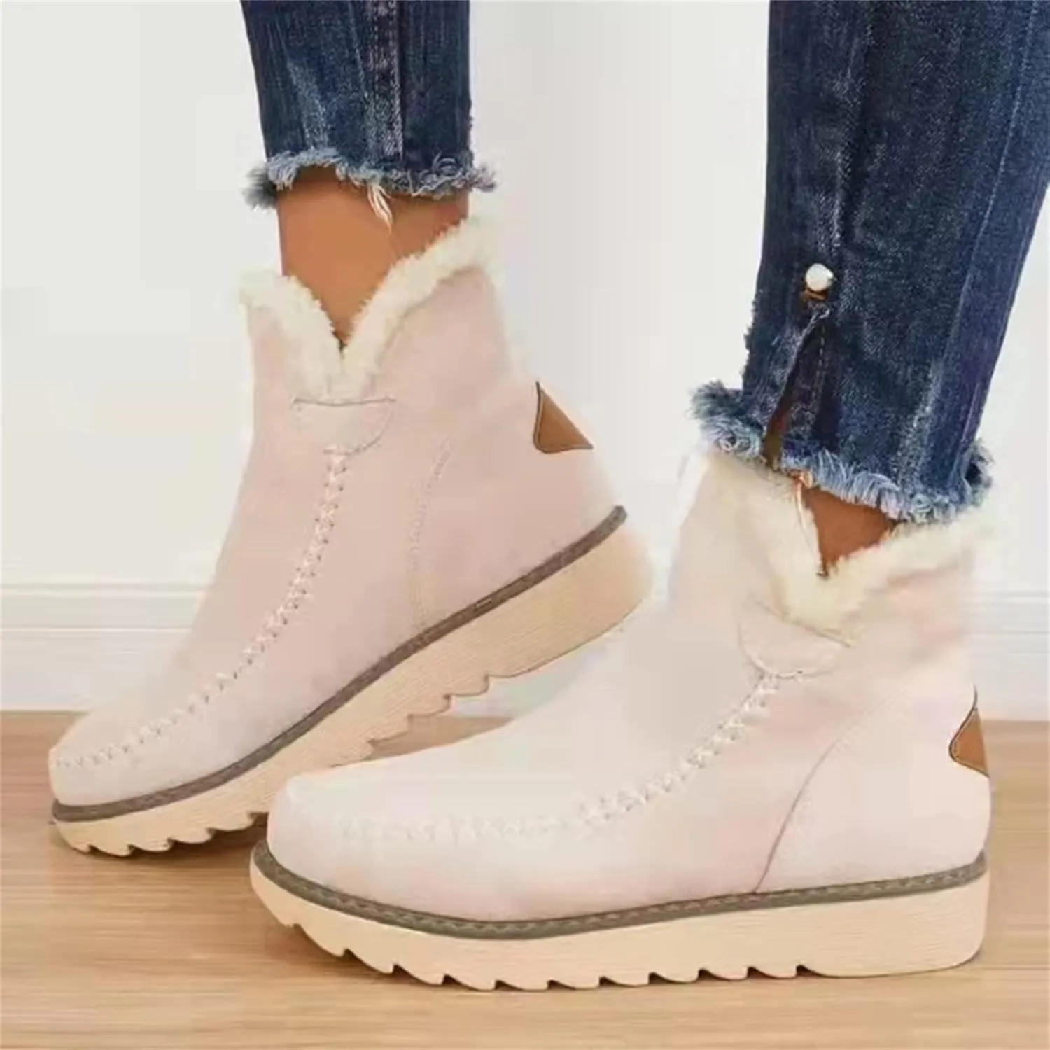 Lausiuoe Snow Boots For Women Cute Fur Lined Warm Winter Ankle Booties Comfortable Casual Fashion Trendy Fuzzy Outdoor Shoes