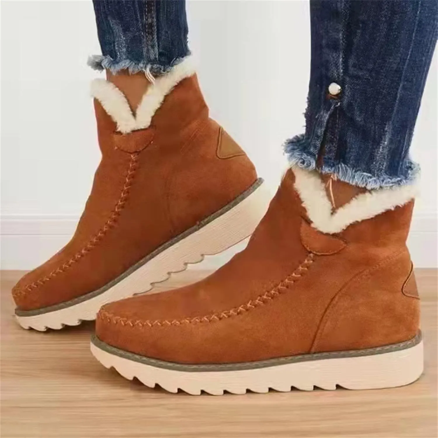Lausiuoe Snow Boots For Women Cute Fur Lined Warm Winter Ankle Booties Comfortable Casual Fashion Trendy Fuzzy Outdoor Shoes