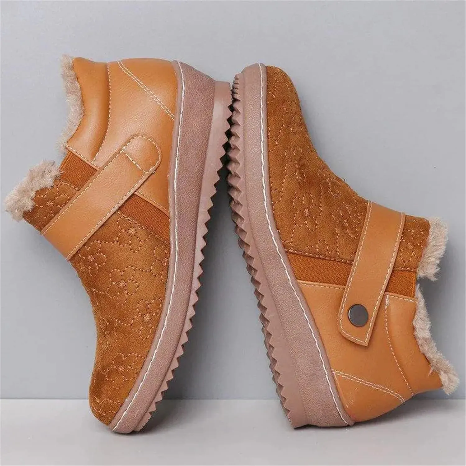 Lausiuoe Snow Boots For Women Cute Wide Calf Warm Winter Fuzzy Ankle Booties Silp On Comfortable Casual Fashion Loafers