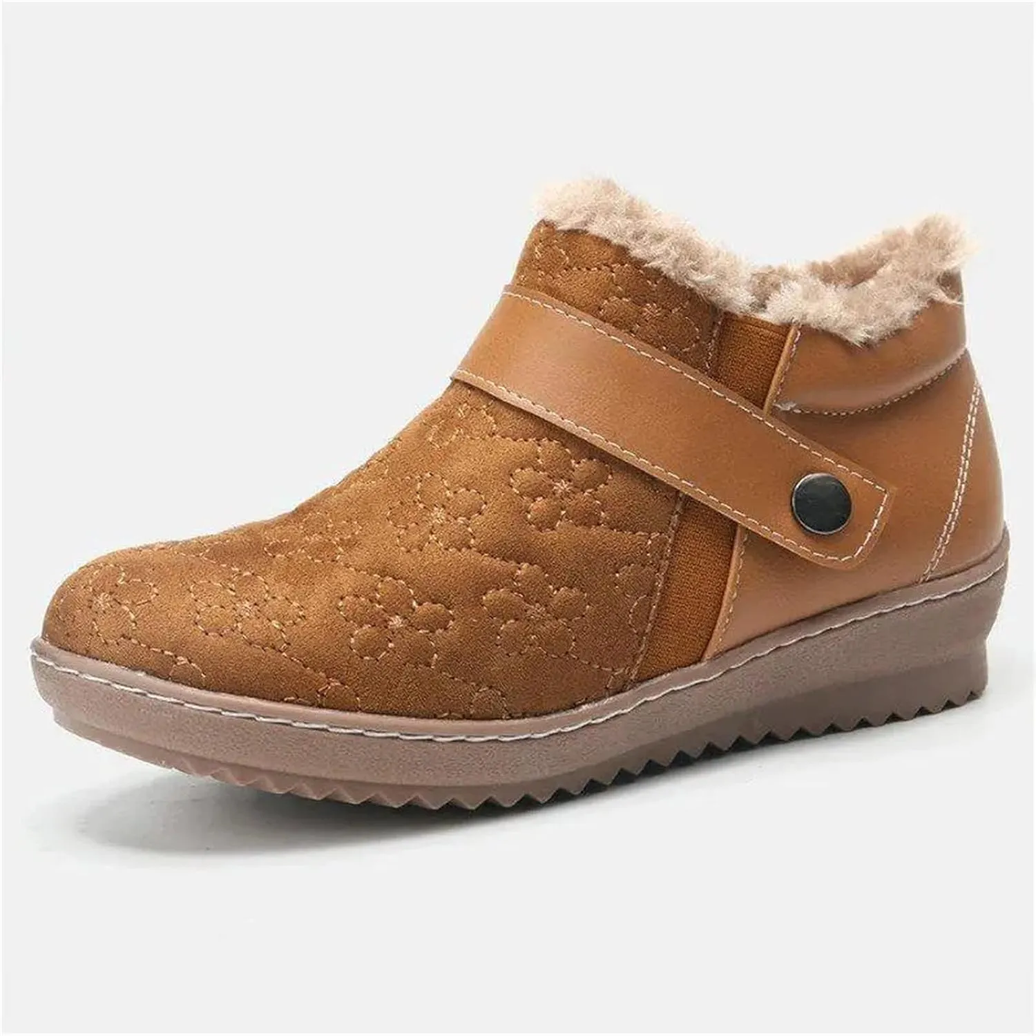 Lausiuoe Snow Boots For Women Cute Wide Calf Warm Winter Fuzzy Ankle Booties Silp On Comfortable Casual Fashion Loafers