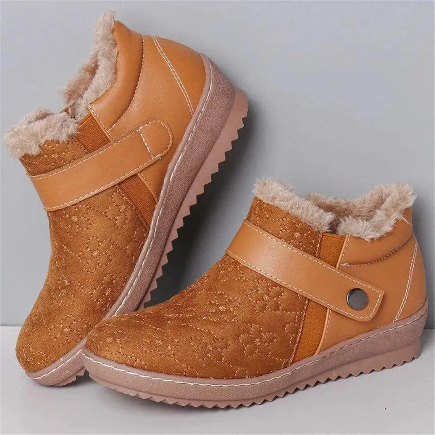 Lausiuoe Snow Boots For Women Cute Wide Calf Warm Winter Fuzzy Ankle Booties Silp On Comfortable Casual Fashion Loafers