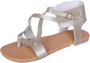 Lausiuoe Summer Sandals For Women 2022 Dressy Strappy Flat Sandals Casual Wide Width Gladiator Walking Thong Flip Flops