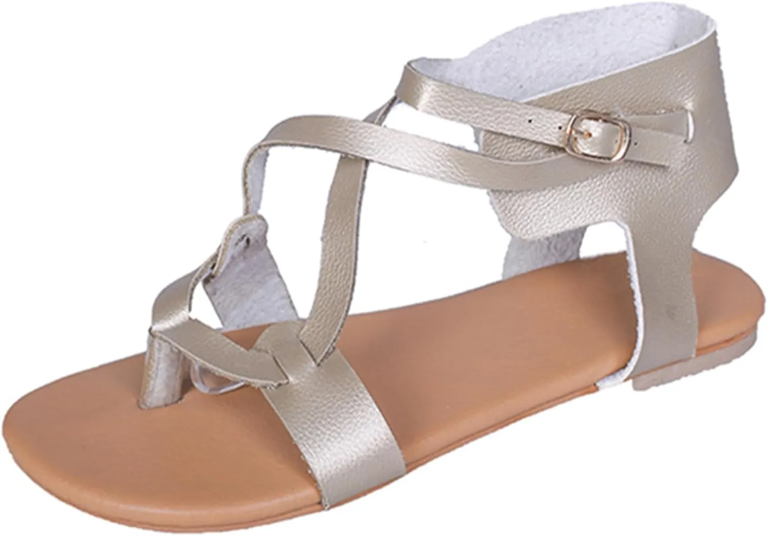 Lausiuoe Summer Sandals For Women 2022 Dressy Strappy Flat Sandals Casual Wide Width Gladiator Walking Thong Flip Flops