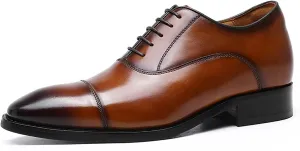 Leather Shoes for Mens Brown Leather Formal Casual Slip On Driving Shoes Business Men's Boat Casual Walking Shoes Handmade Moccasin Dress Shoes,Brown,7US/39EU