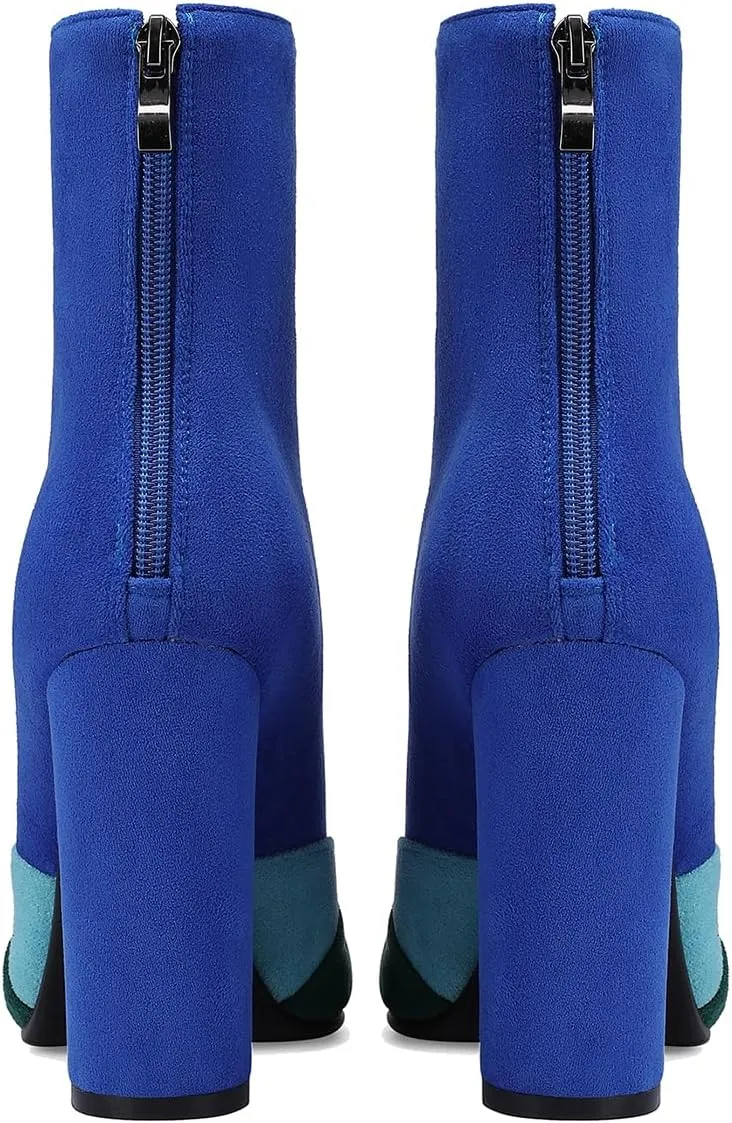 LEHOOR Women Fashion Chunky Block Heel Pointed Toe Ankle Booties Classic Side Zipper Short Boots 4-11 M US
