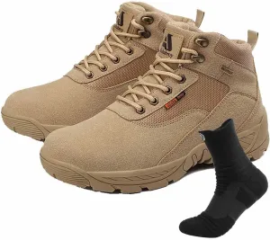 Lightweight Military Boots, Tactical Hiking Boots for Men with Sports Socks Water Proof Tactical Military Outdoor Desert Combat Boots Tactical Army Boots