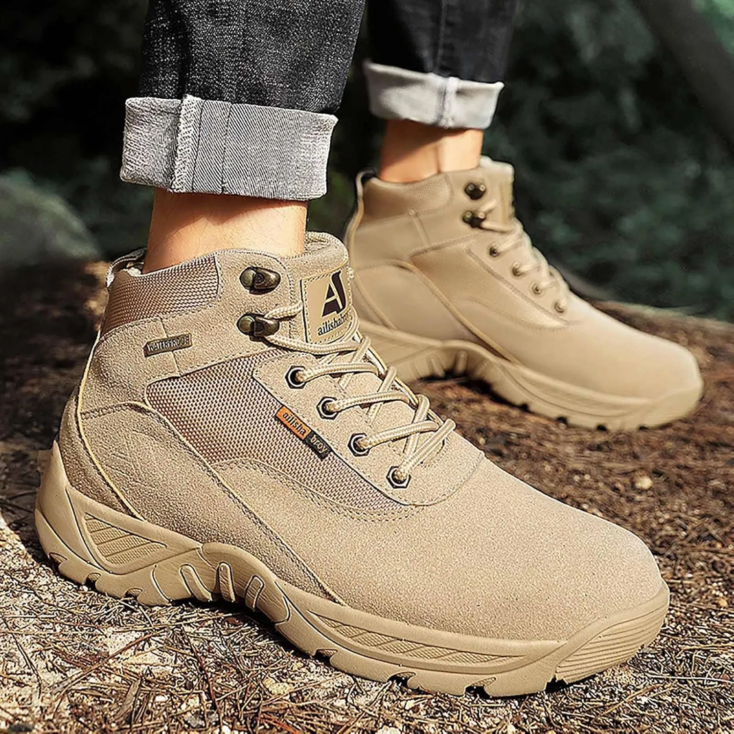 Lightweight Military Boots, Tactical Hiking Boots for Men with Sports Socks Water Proof Tactical Military Outdoor Desert Combat Boots Tactical Army Boots