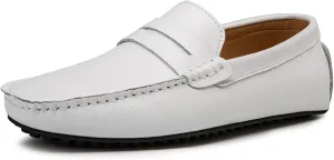 Loafer Shoes for Men Genuine Leather Round Toe Sole Stitching Details Penny Loafer Soft Comfortable Flexible Driving Slip On for Any Attire