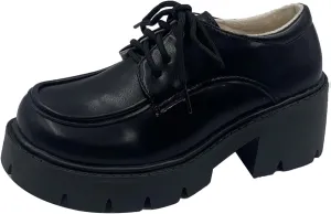 Loafers for Women Women's Retro Black Leather Platform Dress Shoes Stylish Versatile Footwear for Any Occasion