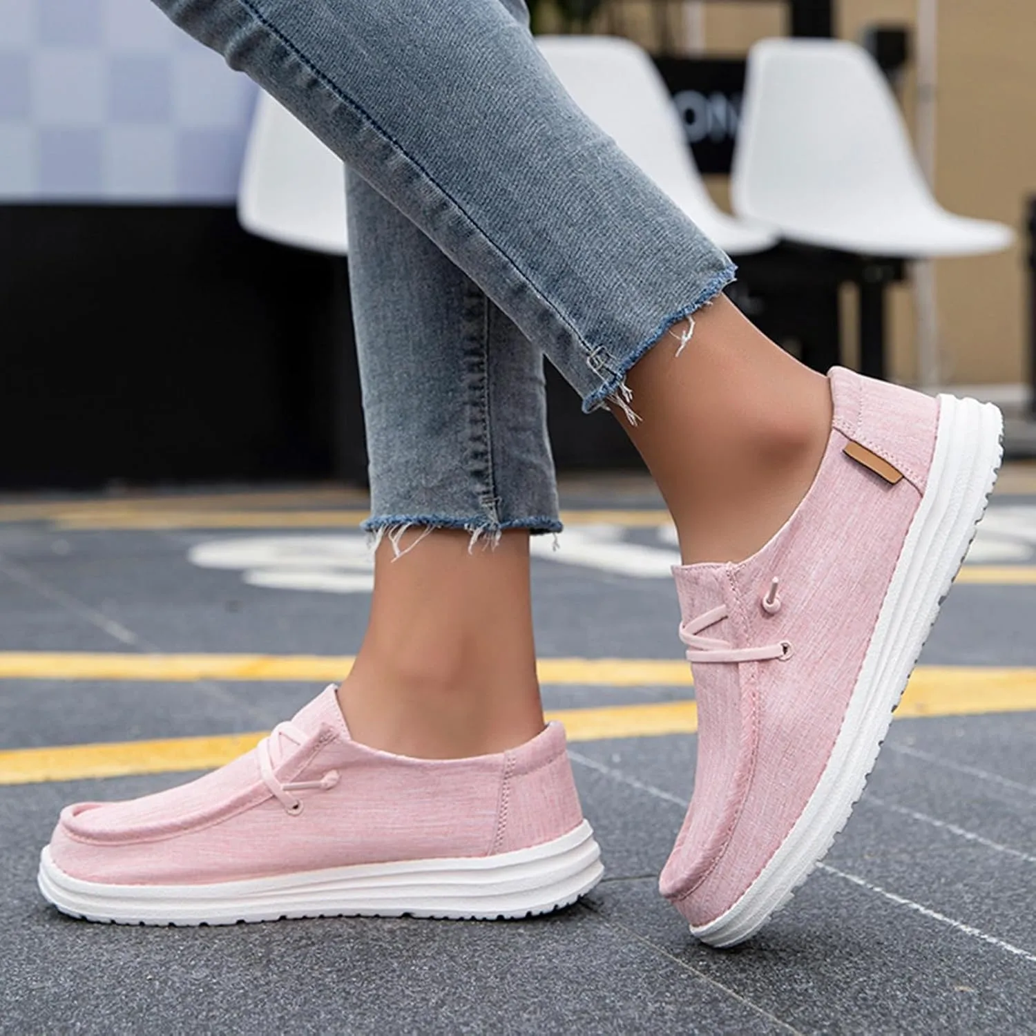 Loafers Women Shoes,Casual Canvas Comfy Lightweight Boat Shoes Women,Classic Breathable Non Slip Women's Loafers & Slip-ons,with Rubber Sole