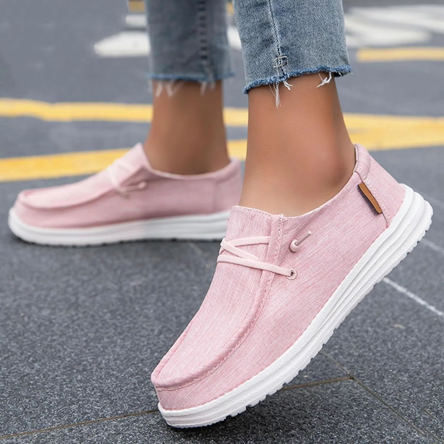 Loafers Women Shoes,Casual Canvas Comfy Lightweight Boat Shoes Women,Classic Breathable Non Slip Women's Loafers & Slip-ons,with Rubber Sole