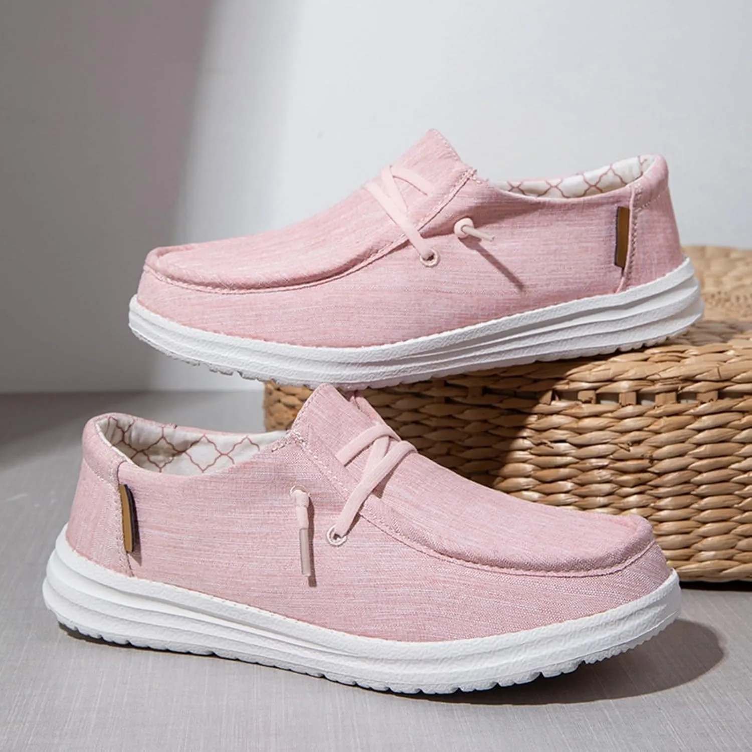 Loafers Women Shoes,Casual Canvas Comfy Lightweight Boat Shoes Women,Classic Breathable Non Slip Women's Loafers & Slip-ons,with Rubber Sole