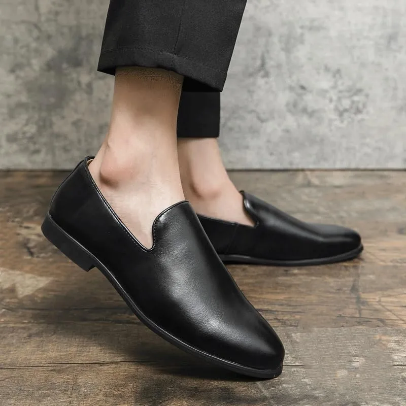Man Leather Shoes Men Office Business Dress Leather Flats Men Leather Wedding Shoes Male Driving Flats Comfy Slip On Men Casual Shoes