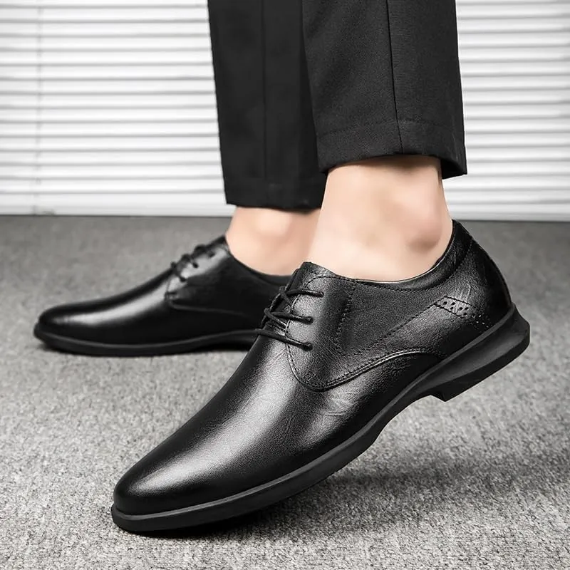 Men Business Formal Dress Shoes Breathable Fashion Oxford Shoes Leather Shoes Lace-Up Brown Black Large Size