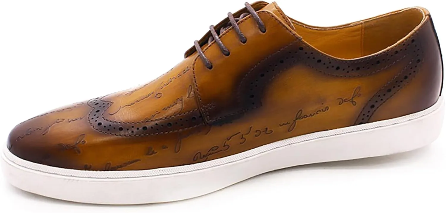 Men Classic Casual Shoes Real Leather Lace-ups Uniform Dress Shoes Work Office Comfortable Breathable,Brown-40