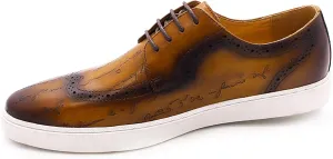 Men Classic Casual Shoes Real Leather Lace-ups Uniform Dress Shoes Work Office Comfortable Breathable,Brown-40