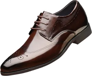 Men Dress Shoes Wide Fit Fashion Style Men's Breathable Comfortable Business Lace Up Work Leisure Solid Color Leather Shoes Men's Casual Slip On Shoes