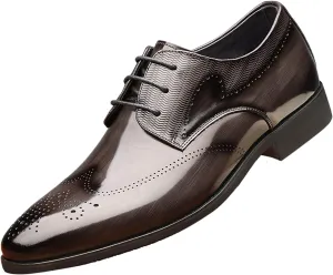 Men Dress Shoes Wide Fit Fashion Style Men's Breathable Comfortable Business Lace Up Work Leisure Solid Color Leather Shoes Men's Casual Slip On Shoes