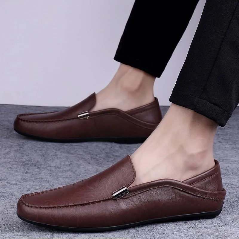 Men Driving Loafers Faux Leather Fashion Casual Round Toe Non Slip Shoe for Office Party Wedding Slip On