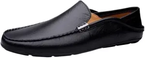 Men Driving Loafers Faux Leather Fashion Casual Round Toe Non Slip Shoe for Office Party Wedding Slip On