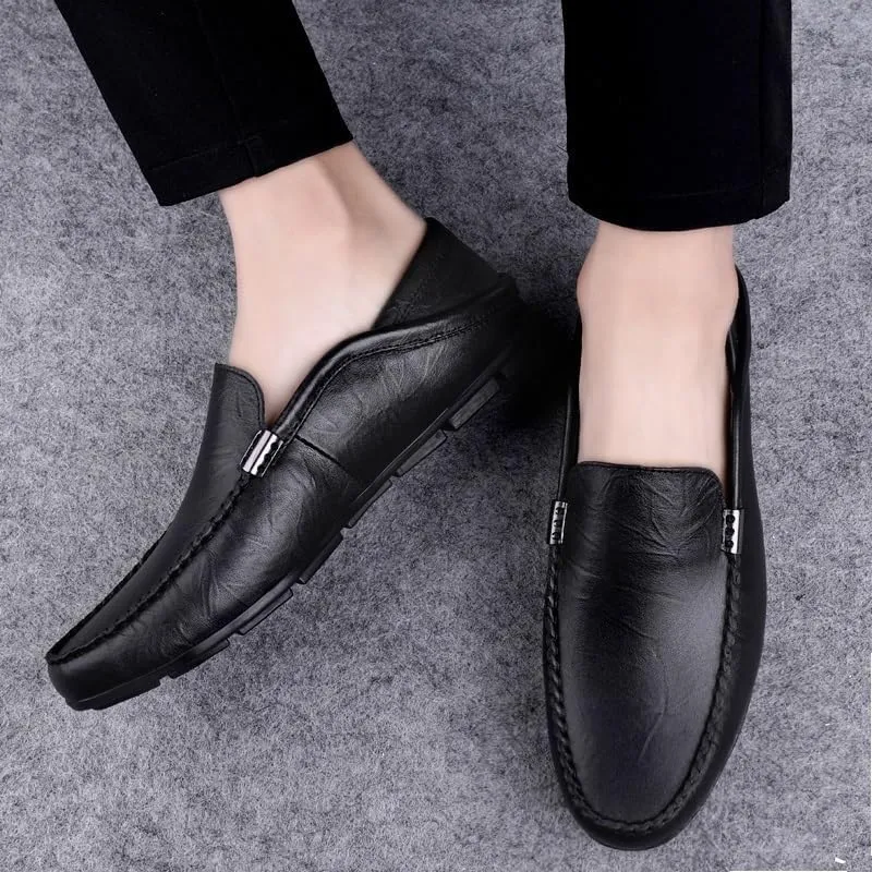 Men Driving Loafers Faux Leather Fashion Casual Round Toe Non Slip Shoe for Office Party Wedding Slip On