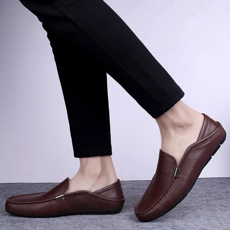 Men Driving Loafers Faux Leather Fashion Casual Round Toe Non Slip Shoe for Office Party Wedding Slip On