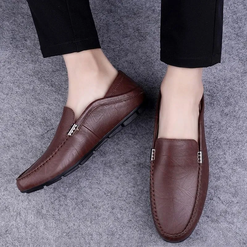 Men Driving Loafers Faux Leather Fashion Casual Round Toe Non Slip Shoe for Office Party Wedding Slip On