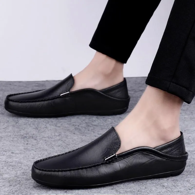 Men Driving Loafers Faux Leather Fashion Casual Round Toe Non Slip Shoe for Office Party Wedding Slip On