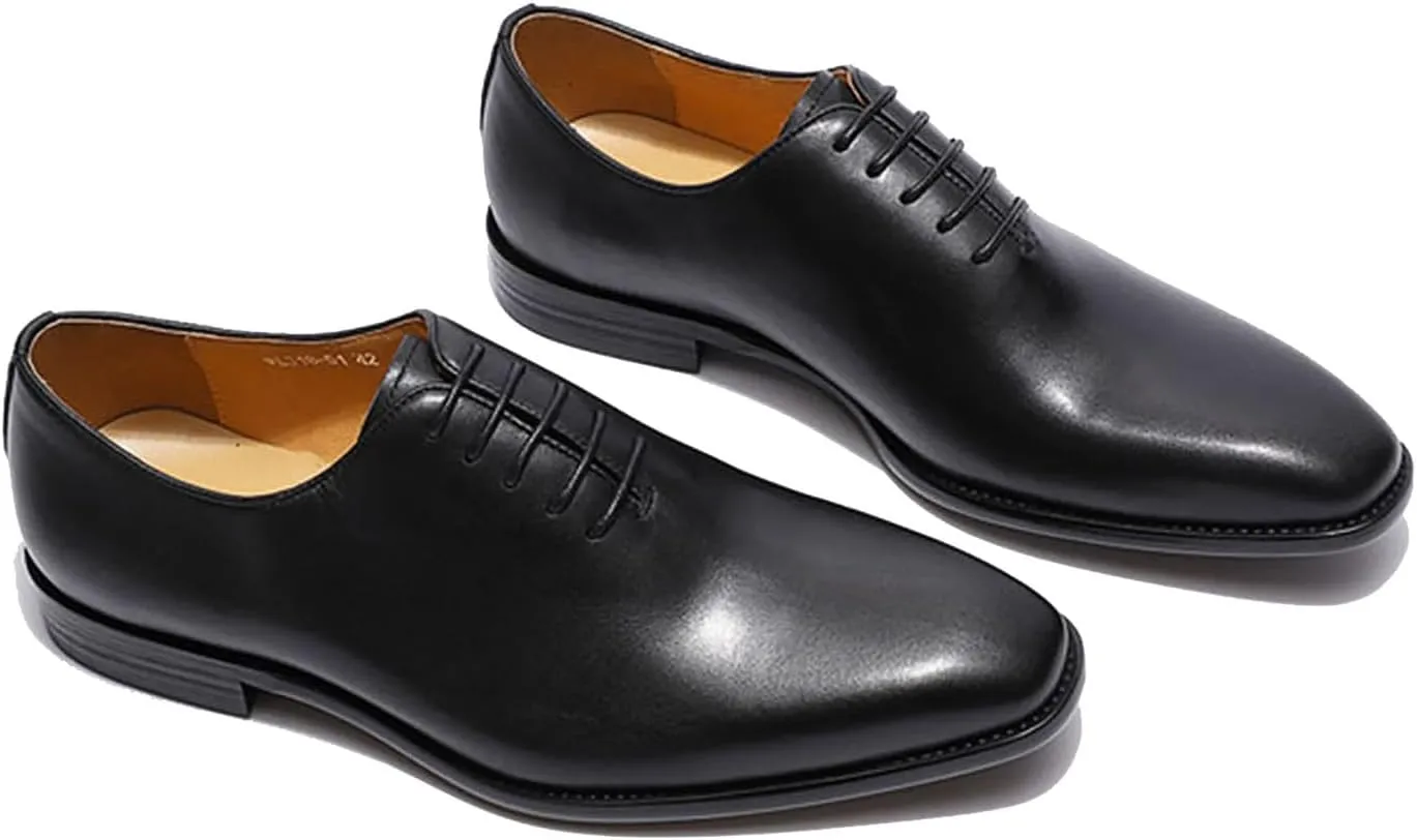 Men Oxfords Formal Dress Shoes for Men Genunie Leather Plain Toe Derby Prom Wedding Business Causal Suit Shoes Comfortable Fashion Tuxedo Lace Up Shoes for Men